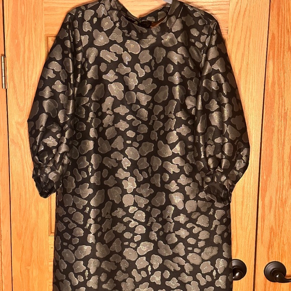 TOPSHOP Bubble Leopard Print Metallic Open Back Mini Dress - Size 8 RUNS BIG - Picture 1 of 4